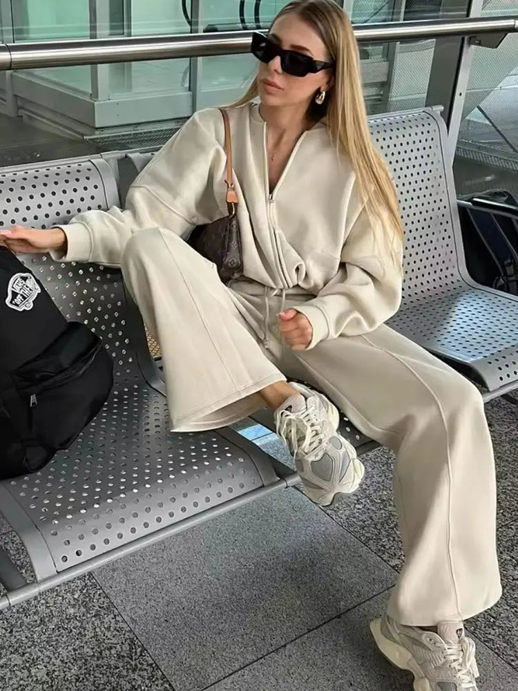 🤍 ALMA SOFT MOVE – Ensemble Bomber & Pantalon Wide Leg