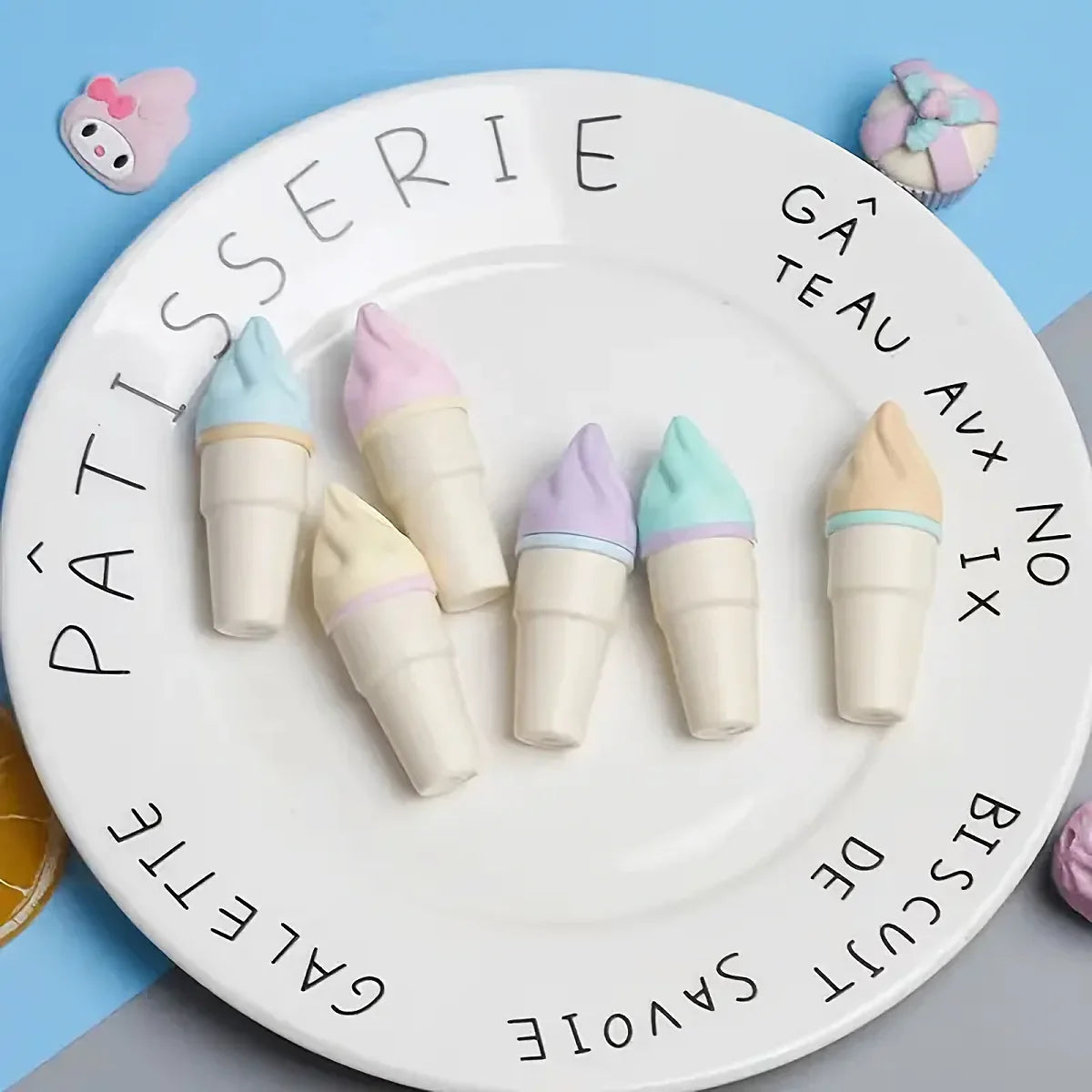 🍦 Mini Surligneurs Glaces Pastel – Set de 6