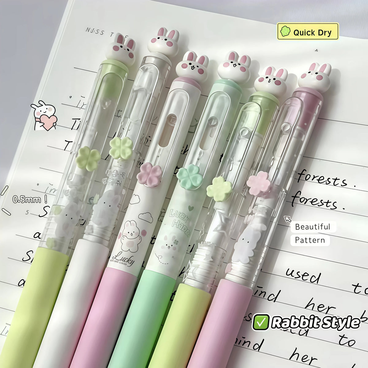 Stylos Gel Bunny Pastel – Set de 4