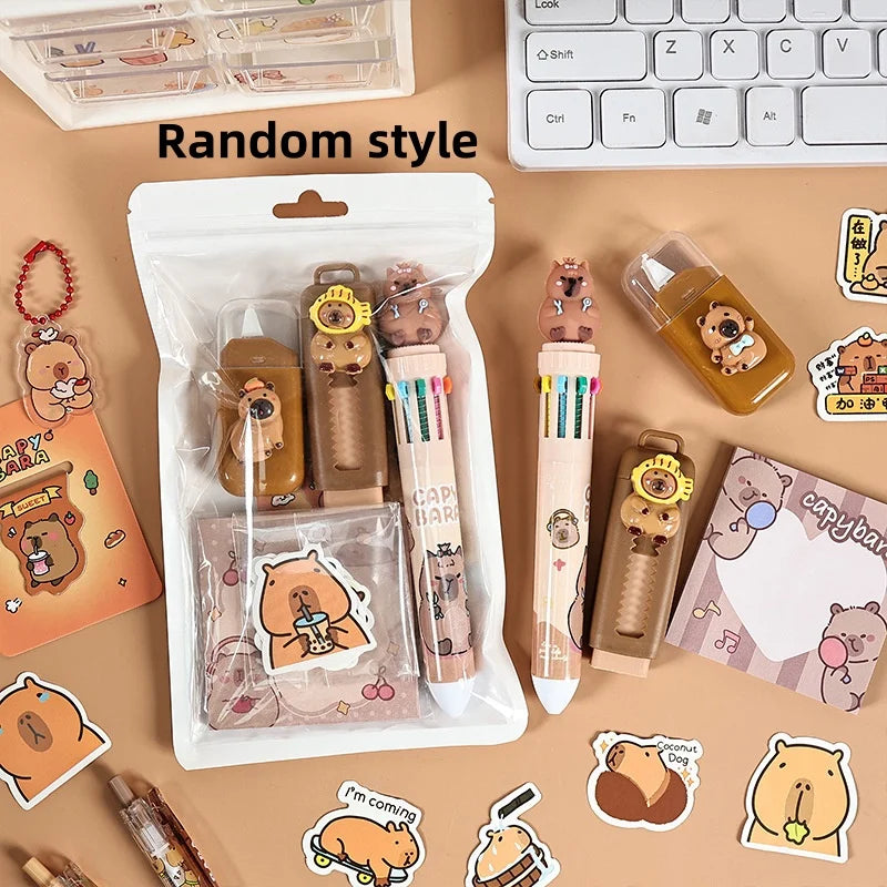 🧸 Set Papeterie Capybara – 7 pièces