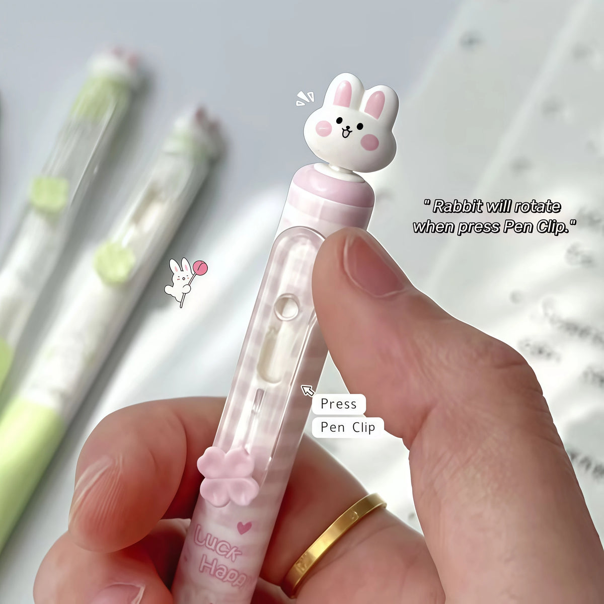 Stylos Gel Bunny Pastel – Set de 4