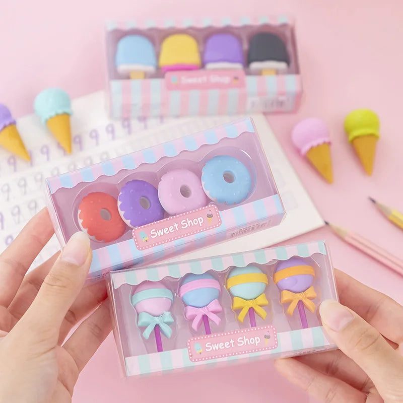 🍩 Mini Gommes Gourmandes Kawaii – Set de 4