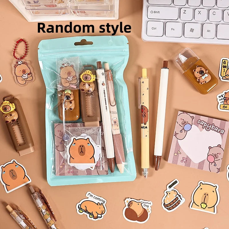 🧸 Set Papeterie Capybara – 7 pièces