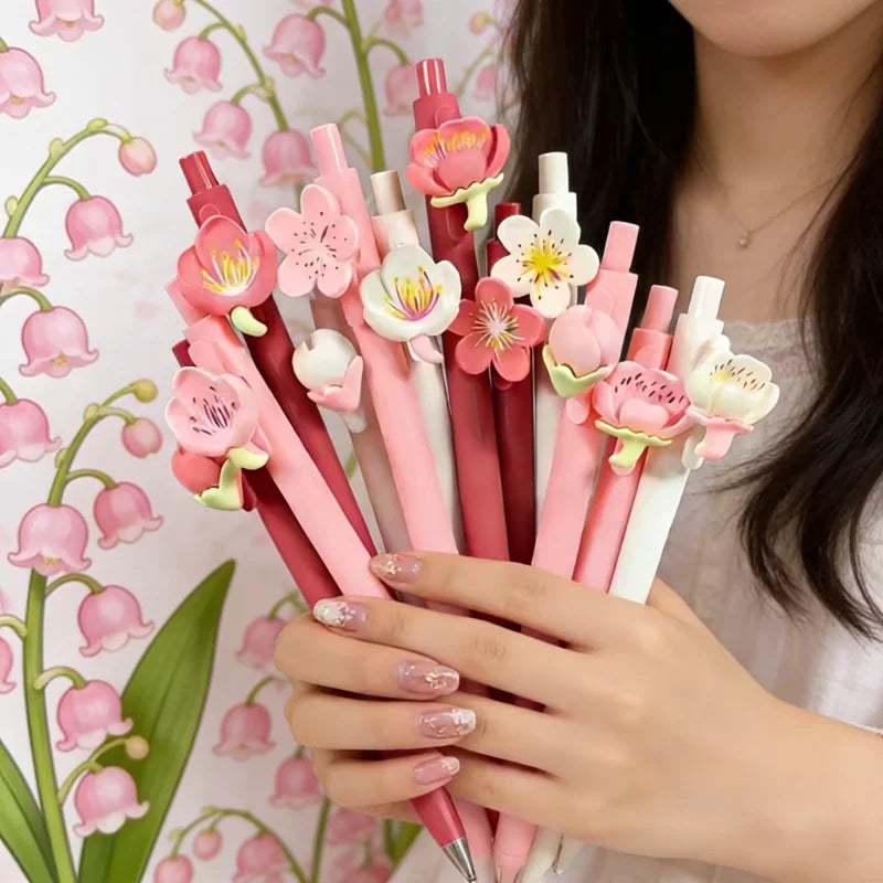 Set de 6 Stylos Fleurs Kawaii – Encre Noire
