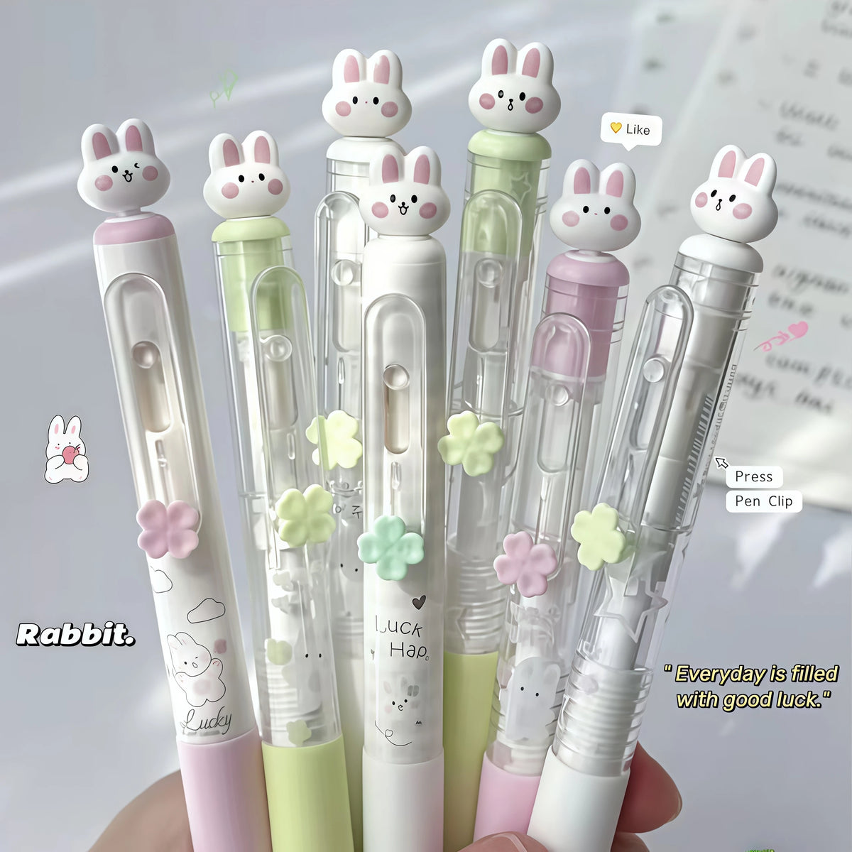 Stylos Gel Bunny Pastel – Set de 4