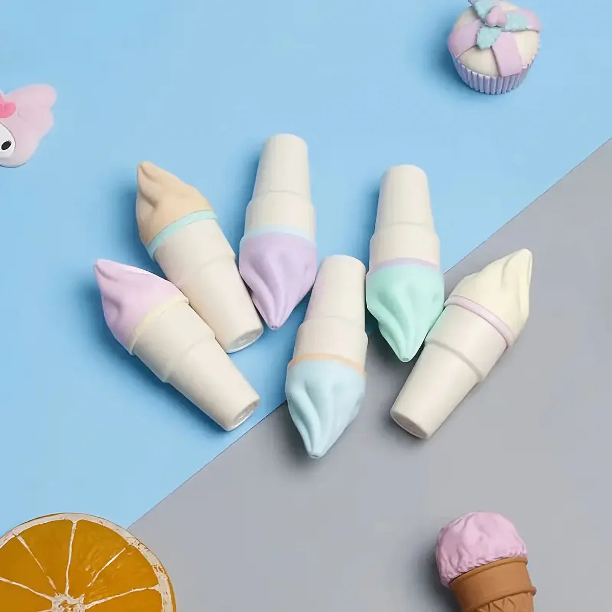 🍦 Mini Surligneurs Glaces Pastel – Set de 6