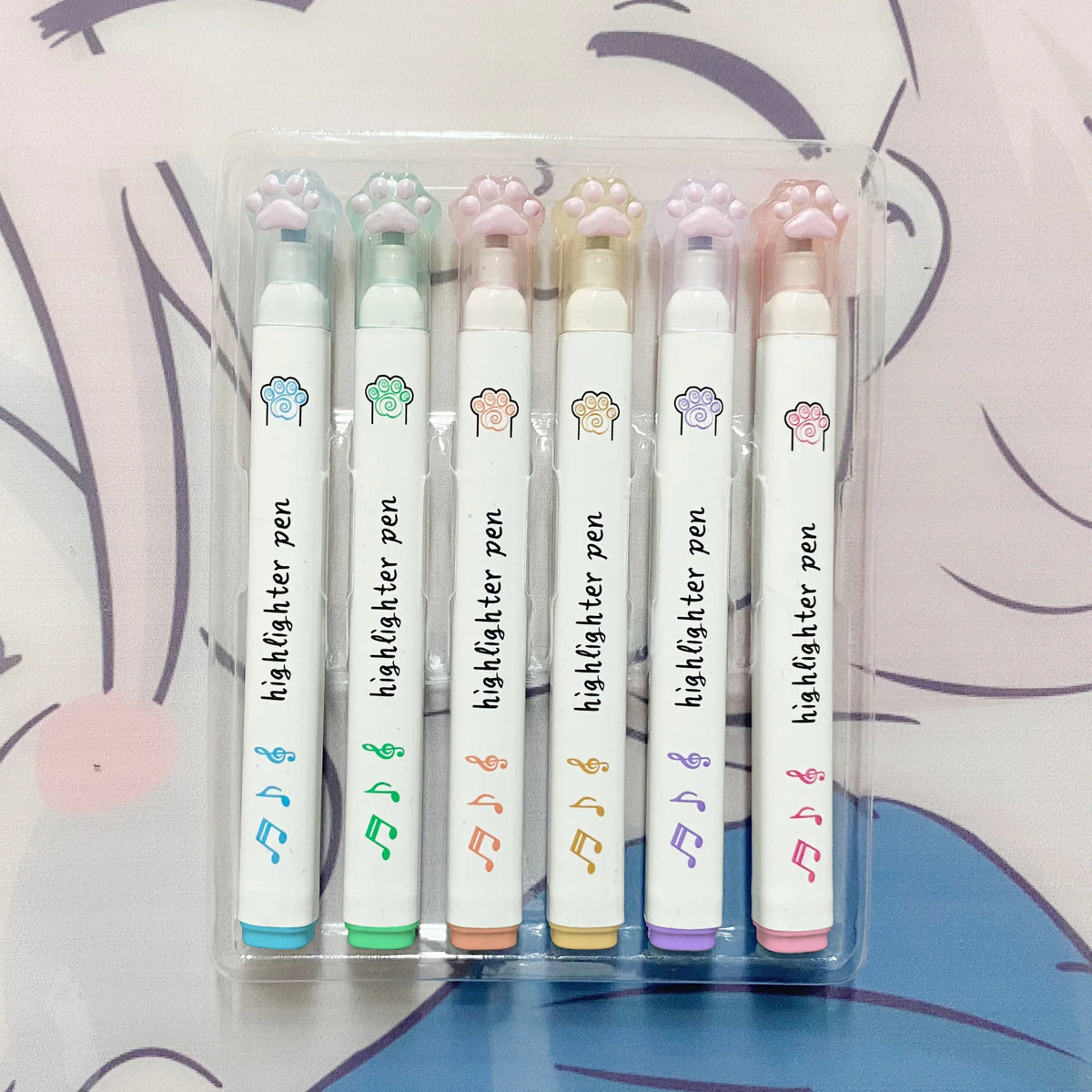 Surligneurs Pattes de Chat Pastel – Set de 6