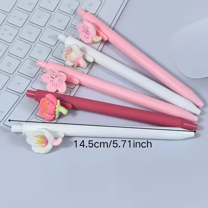 Set de 6 Stylos Fleurs Kawaii – Encre Noire
