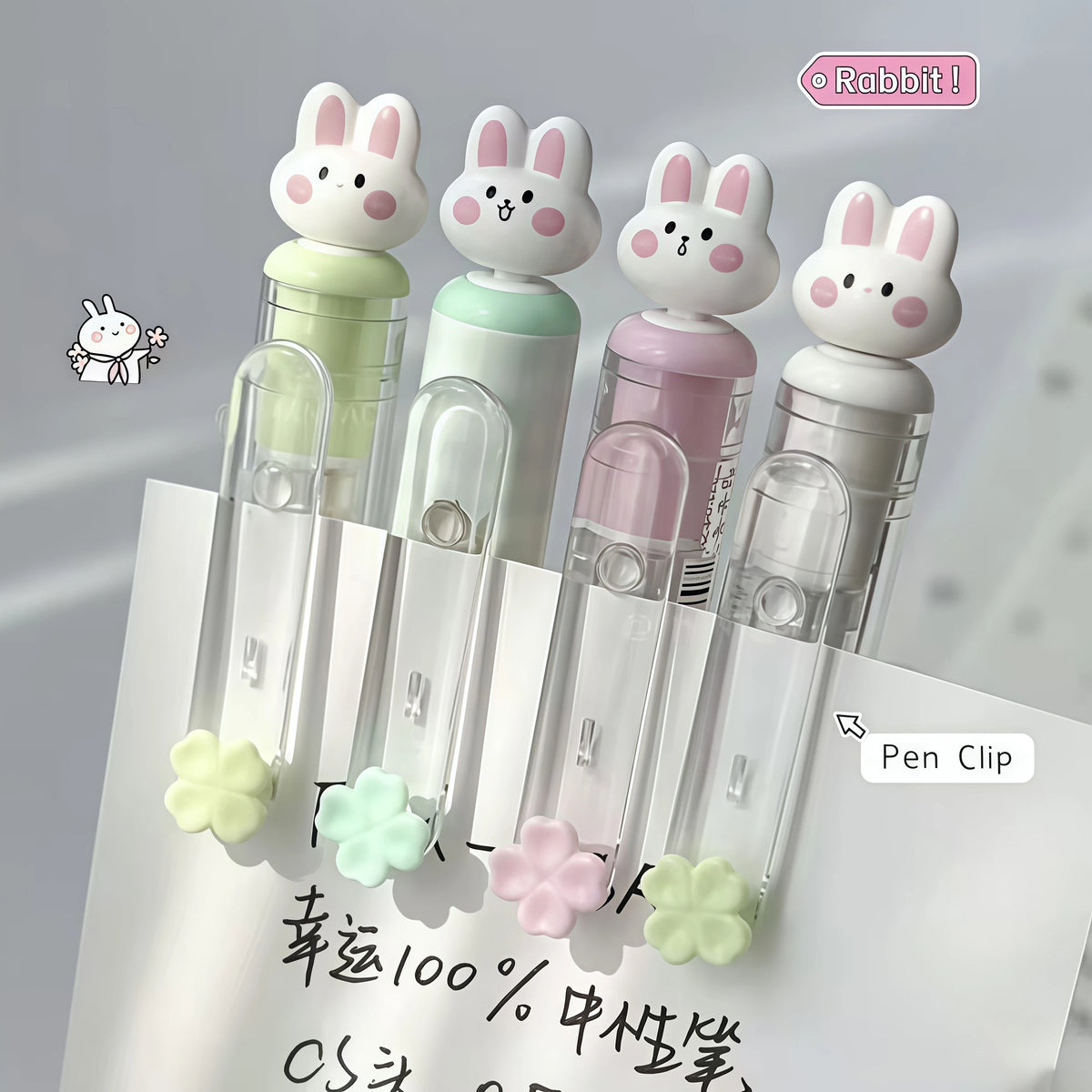 Stylos Gel Bunny Pastel – Set de 4