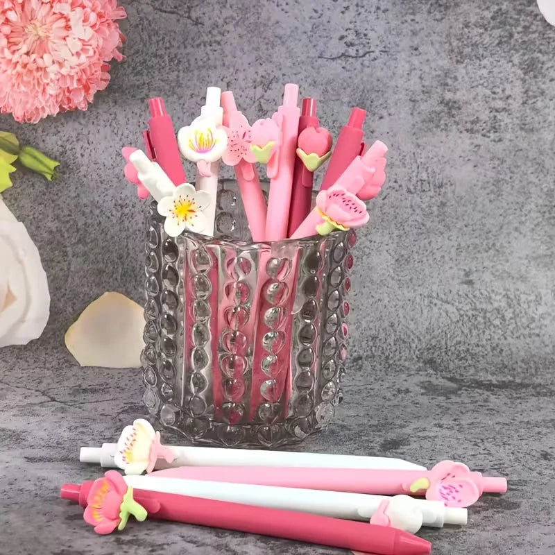 Set de 6 Stylos Fleurs Kawaii – Encre Noire