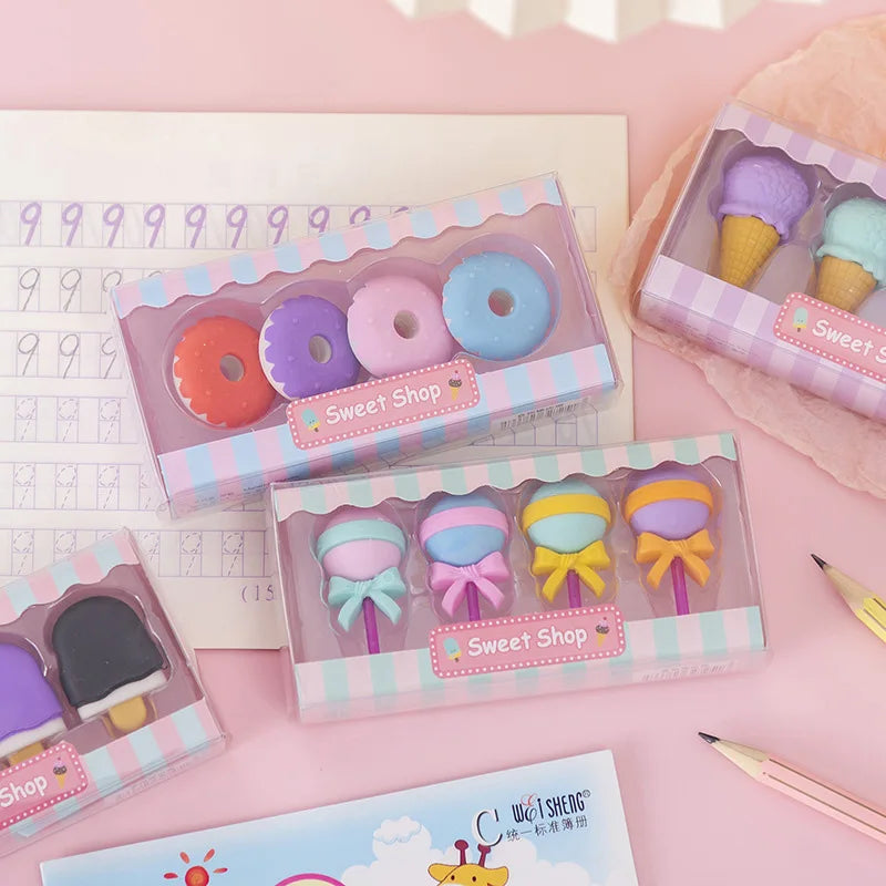 🍩 Mini Gommes Gourmandes Kawaii – Set de 4