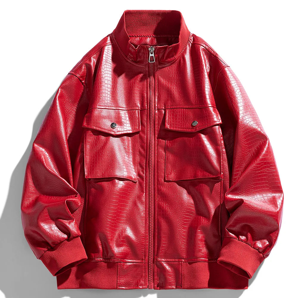 Bomber rouge effet cuir – Red Statement
