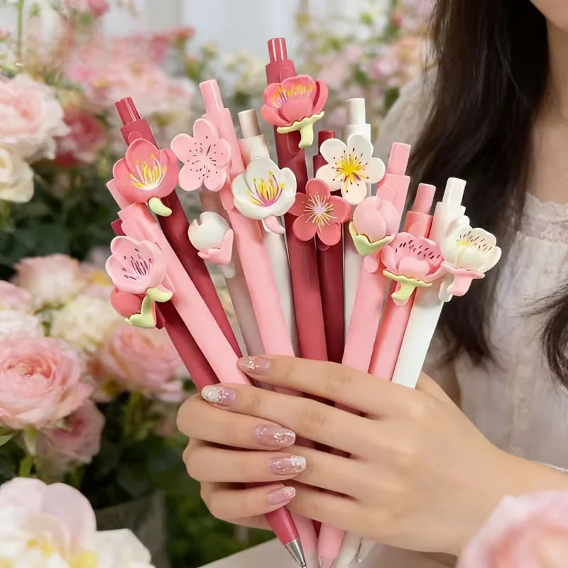 Set de 6 Stylos Fleurs Kawaii – Encre Noire