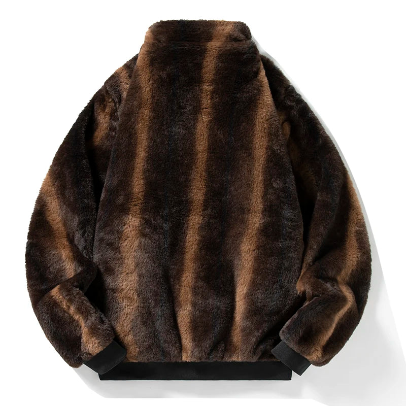 Veste polaire oversize – Brown Stripes