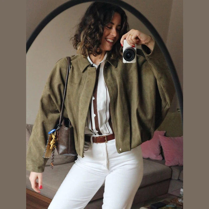 Veste bomber effet suédine – Autumn Muse