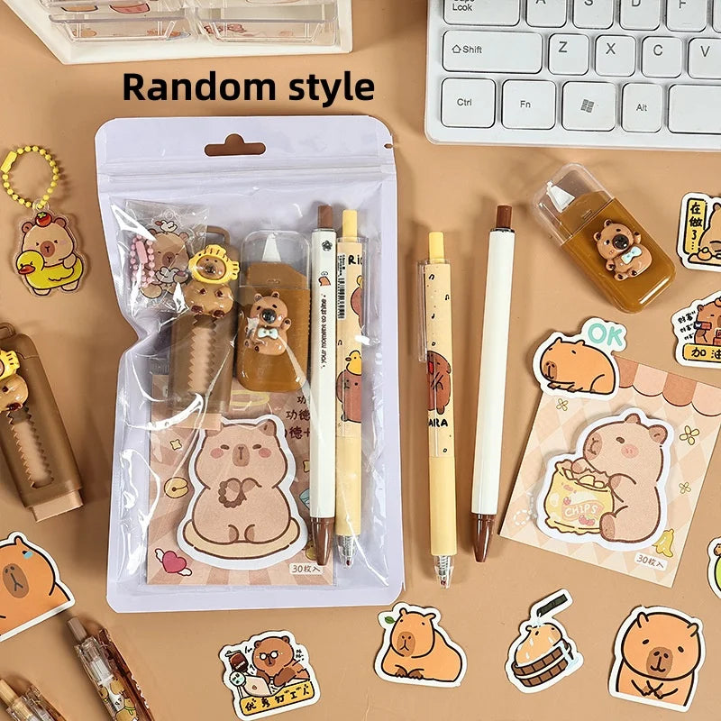 🧸 Set Papeterie Capybara – 7 pièces