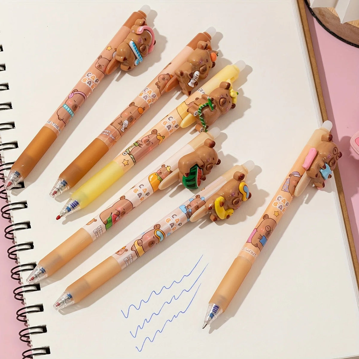 Set de 5 Stylos Gel Capybara Kawaii
