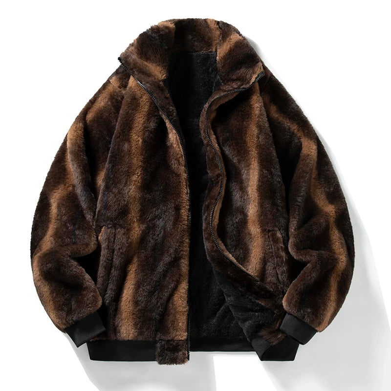 Veste polaire oversize – Brown Stripes