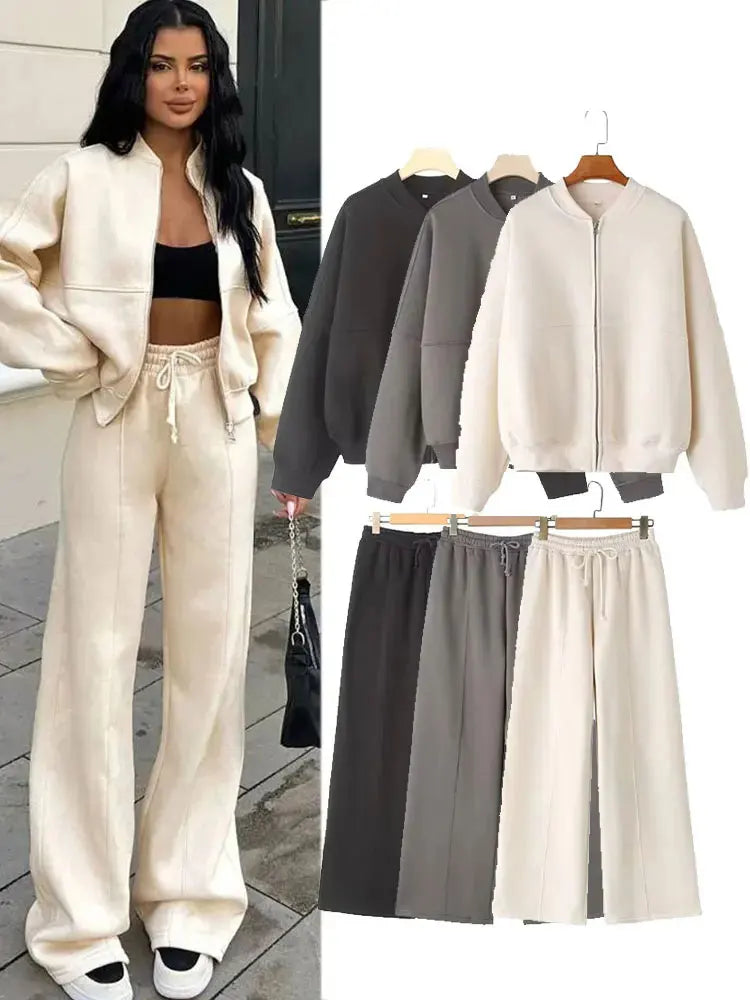 🤍 ALMA SOFT MOVE – Ensemble Bomber & Pantalon Wide Leg