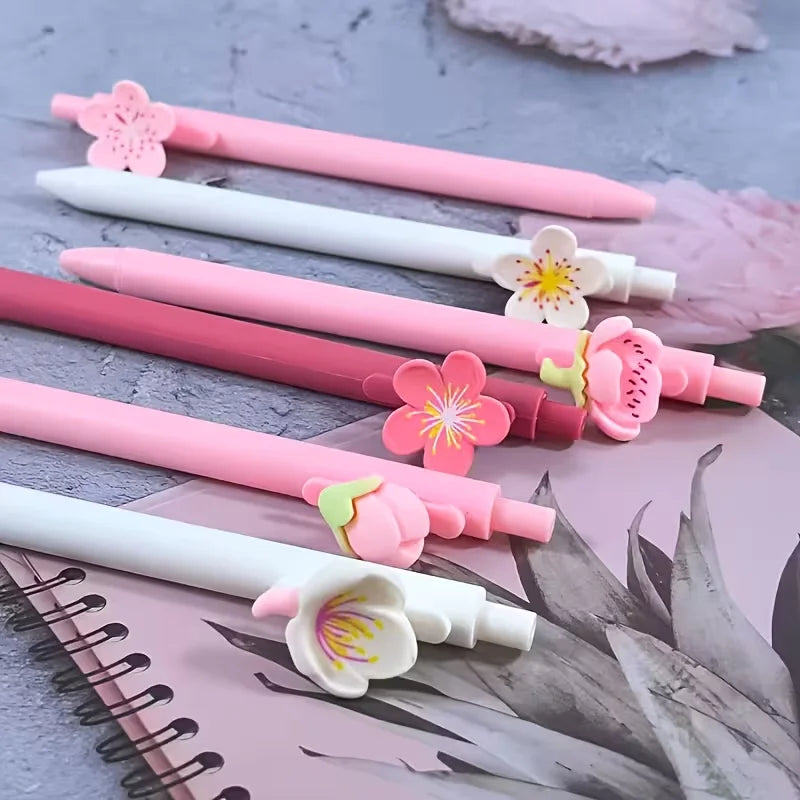 Set de 6 Stylos Fleurs Kawaii – Encre Noire