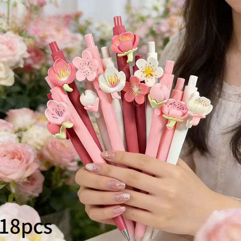 Set de 6 Stylos Fleurs Kawaii – Encre Noire