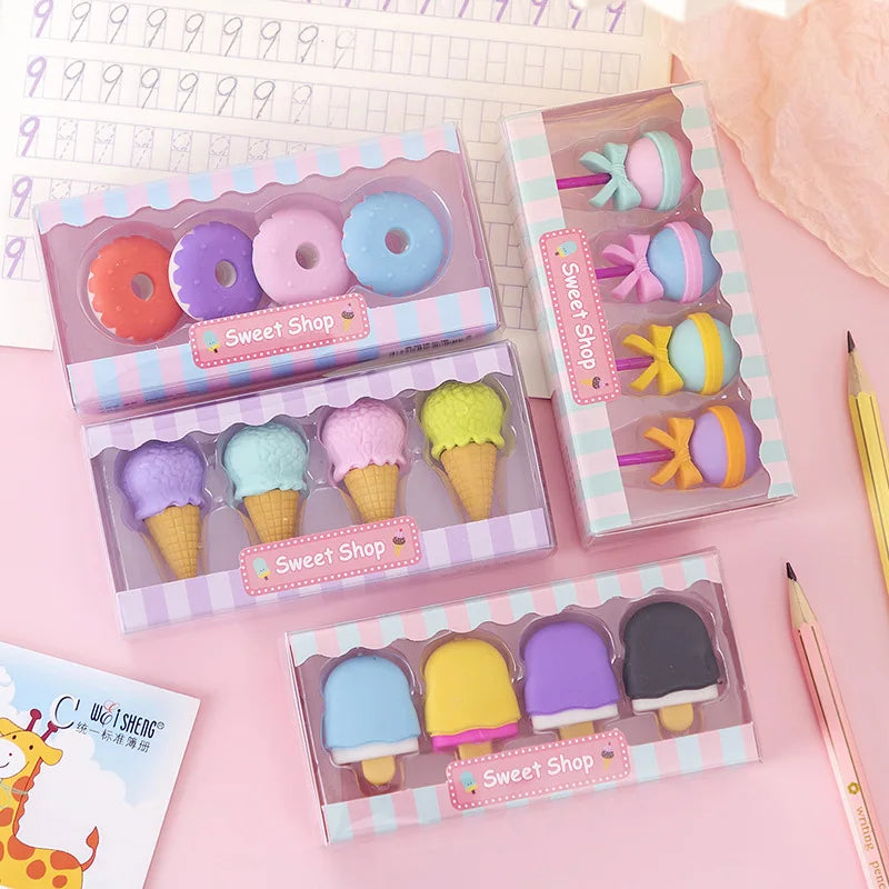 🍩 Mini Gommes Gourmandes Kawaii – Set de 4