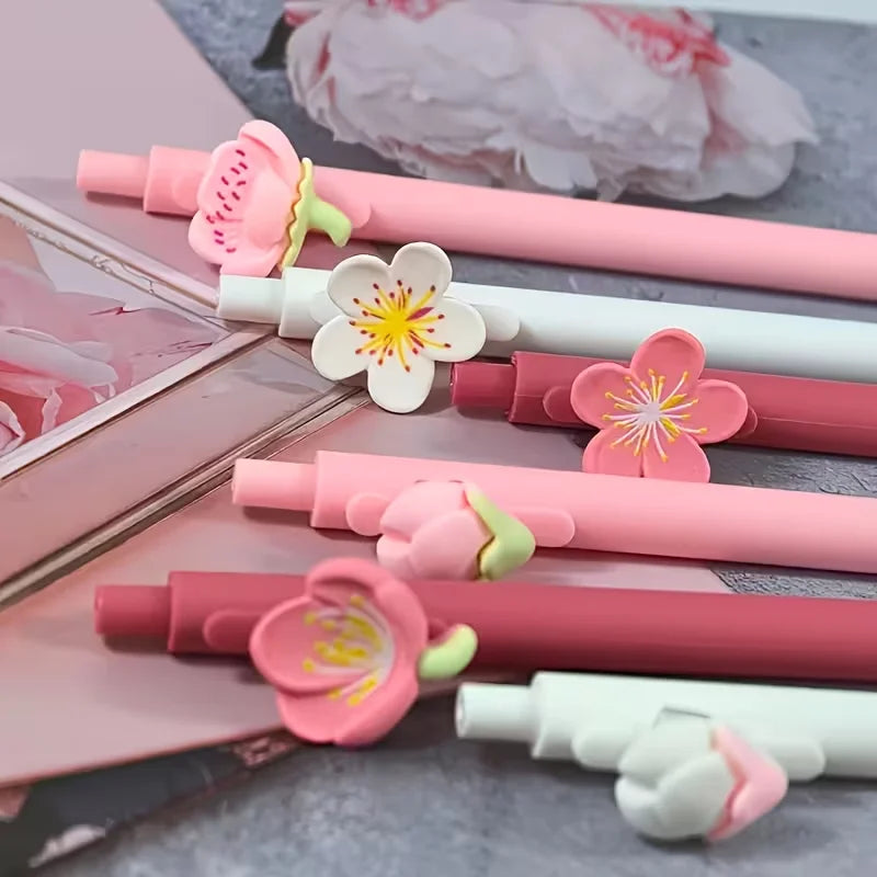 Set de 6 Stylos Fleurs Kawaii – Encre Noire
