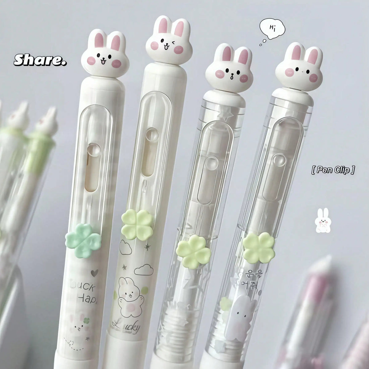 Stylos Gel Bunny Pastel – Set de 4