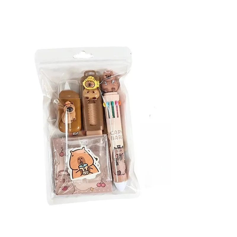 🧸 Set Papeterie Capybara – 7 pièces
