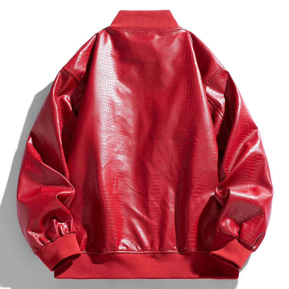Bomber rouge effet cuir – Red Statement
