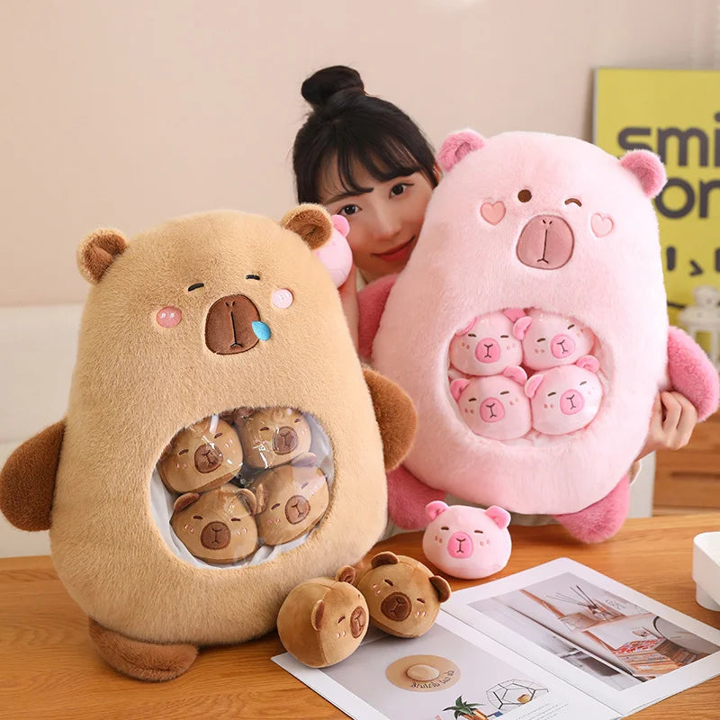 🧸 Capybara Family – Peluche + 6 bébés